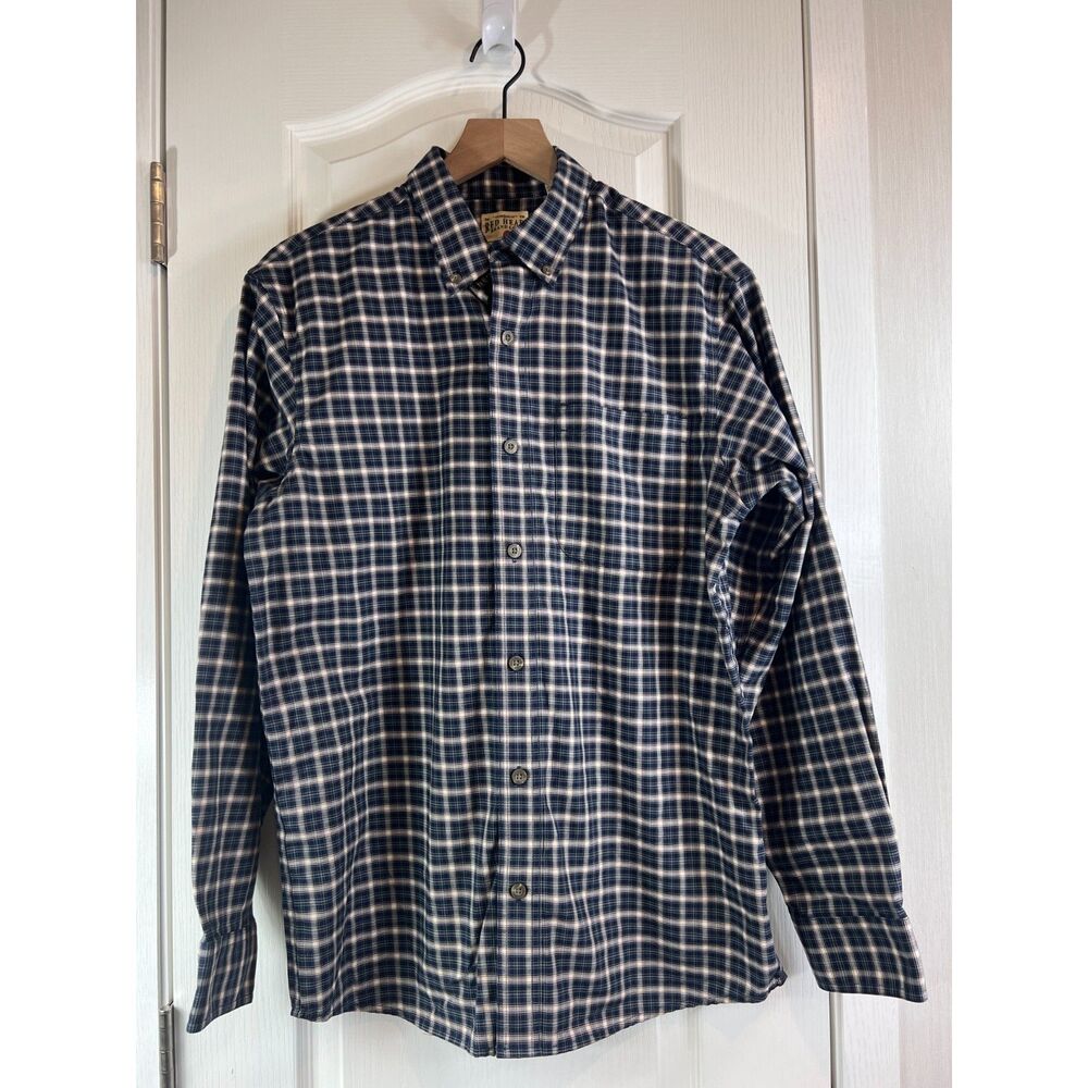 Red Head Brand Co. Men's Plaid Button Down Shirt Long Sleeve Navy Red Size M